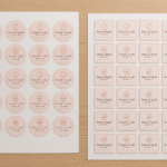 Round and square bakery label stickers with cupcake logo and pastel design for Sweet Crumb Bakery.